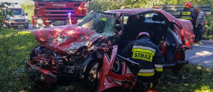 Wypadek na drodze krajowej 504. Kierowca w ciężkim stanie