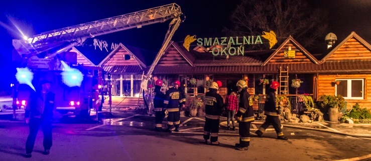 Pożar w restauracji Okoń przy drodze E7