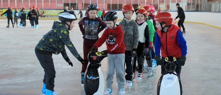 Pingwiny pomogą w nauce jazdy na łyżwach