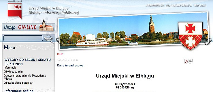 Strona tytułowa BIP Urzędu Miejskiego w Elblągu