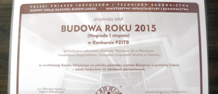 Rewitalizacja Kanału Elbląskiego „Budową Roku 2015”