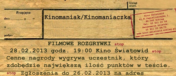 Rozgrywki filmowe w Światowidzie. Tylko dla prawdziwych kinomaniaków i kinomaniaczek