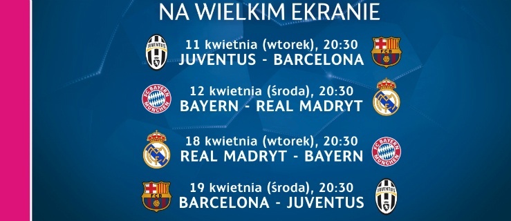 Liga Mistrzów UEFA - ćwierćfinały na wielkim ekranie w Multikinie! 