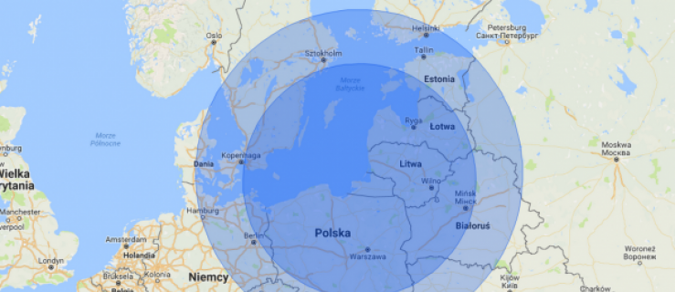 Maksymalny zasięg rakiet Iskander-M – okręg o mniejszym promieniu – 500 km, większym – 700 km