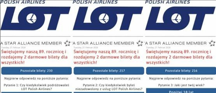 Fałszywa promocja LOT-u. Nie daj się nabrać! Firma apeluje o ostrożność