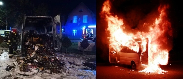 Braniewo. Pożar auta dostawczego 