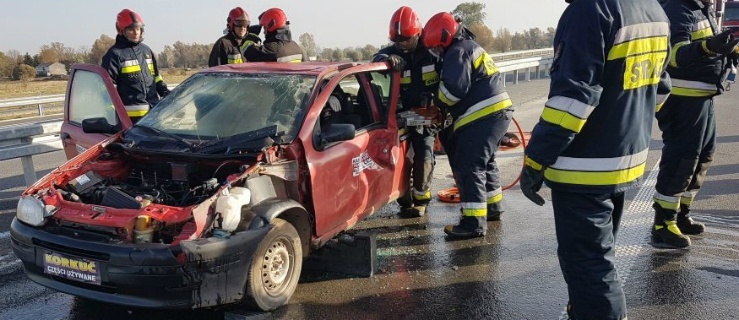 Elbląscy strażacy ćwiczyli na nowej drodze w kierunku Gdańska 