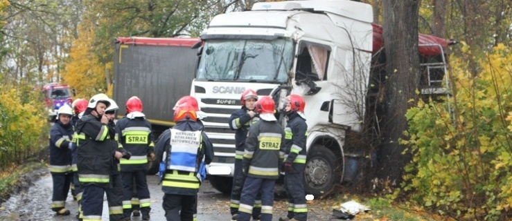 Ciężarówka uderzyła w drzewo. Ranny kierowca 