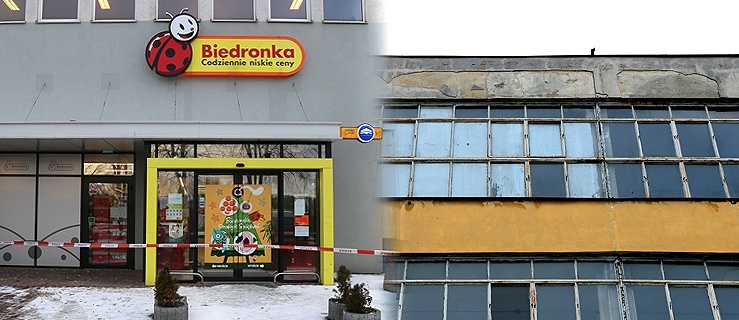 Elbląg. Biedronka zamknięta od Królewieckiej. Tynk spadł na samochód