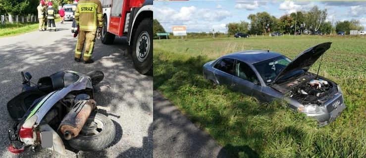 Wypadek kobiety na motorowerze. Trafiła do szpitala  