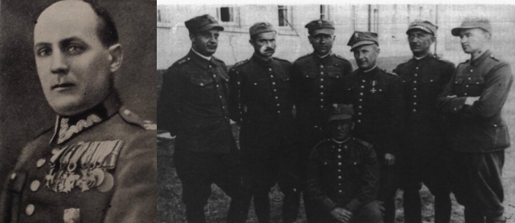 Mjr Bronisław Schlichtinger, zdjęcie z ok. 1935 r. / Zdjęcie z oflagu II A  w Prenzlau (lata 1940 - 1941) Mjr Bronisław Schlichtinger stoi trzeci z prawej. 