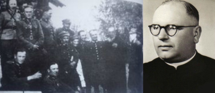 Z żołnierzami AK o. Pracz-Praczyński na zdjęciu drugi od prawej. Starzynki (Nowogródczyzna) maj 1944 r. /O. Hilary Pracz-Praczyński  
