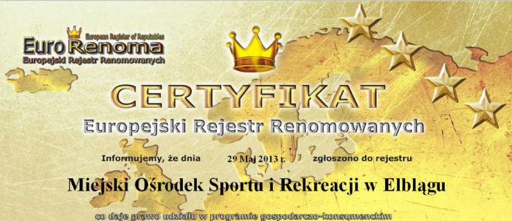 Elbląski MOSIR uhonorowany zaszczytną europejską nagrodą