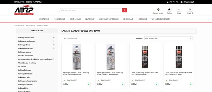 Lakiery samochodowe w spray - Sklep lakierniczy ABRP