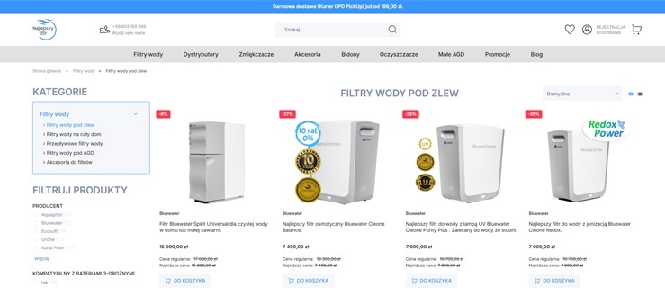 Filtry wody pod zlew - Sklep NajlepszyFiltr.pl