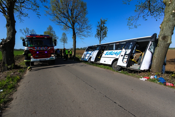 Autobus wypadł z drogi. 8 osób rannych
