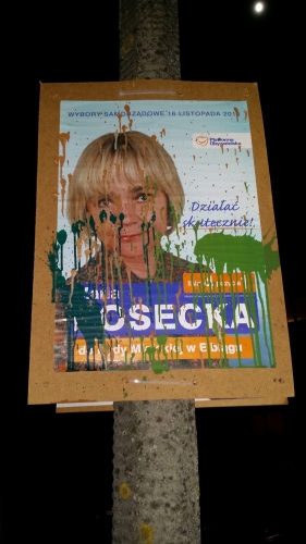 Brutalna walka wyborcza trwa. Ktoś zniszczył plakaty radnej