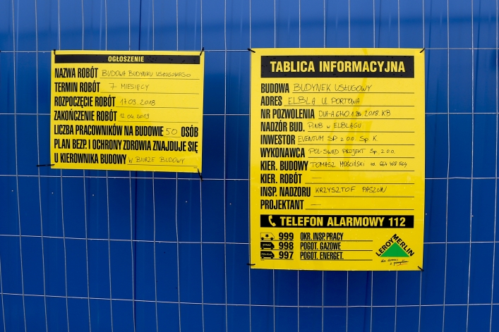 Budowa parku handlowego przy ul. Portowej w Elblągu (28 XI 2018 r.)