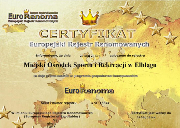 Elbląski MOSIR uhonorowany zaszczytną europejską nagrodą