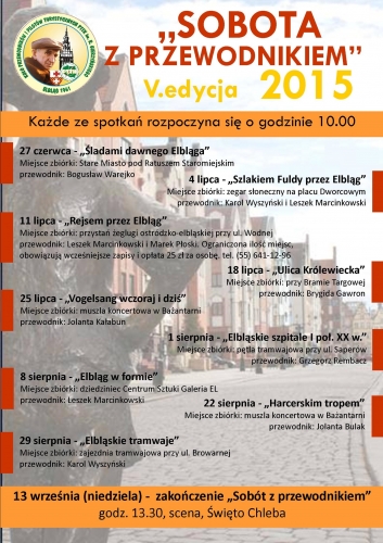 Harmonogram spotkań „Soboty z przewodnikiem 2015”