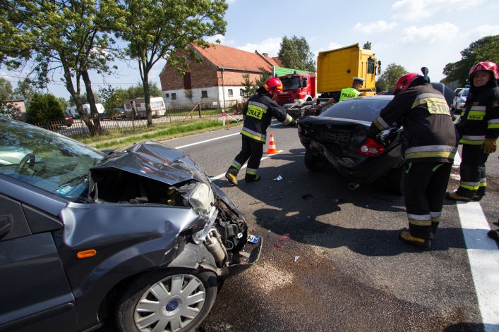 Kolizja czterech samochodów w Kazimierzowie
