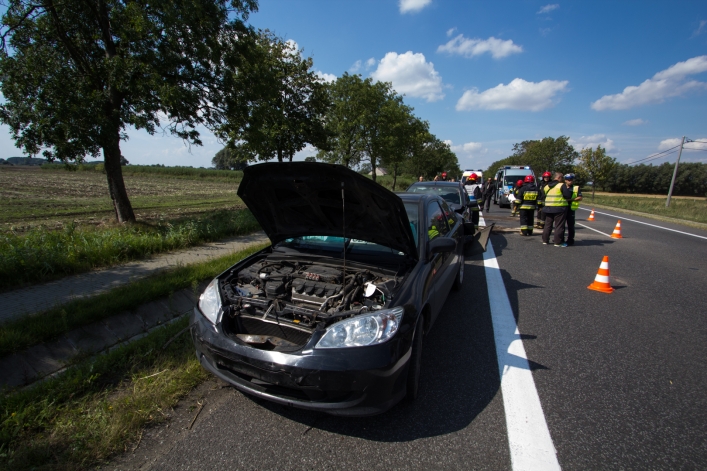 Kolizja czterech samochodów w Kazimierzowie