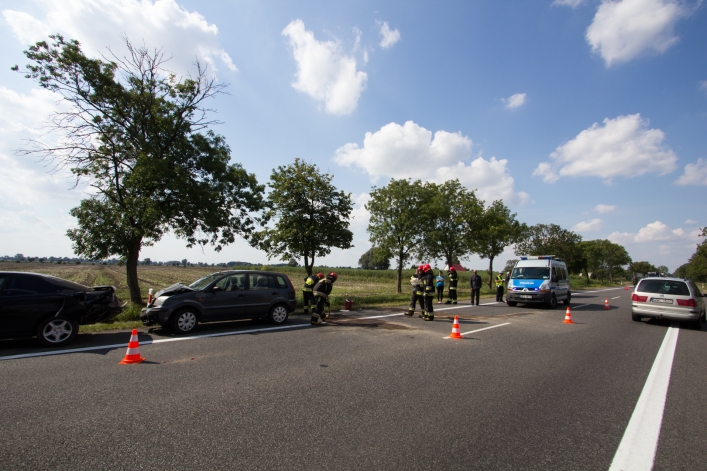 Kolizja czterech samochodów w Kazimierzowie