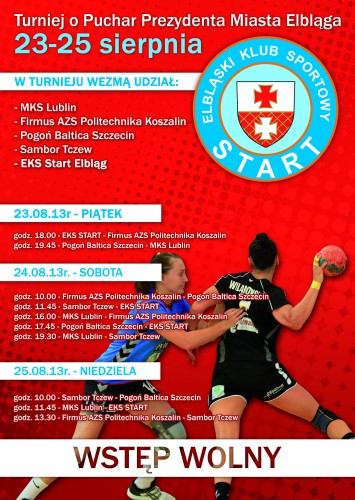 plakat turnieju, który odbędzie się w dniach 23-25 sierpnia 2013 w Elblągu