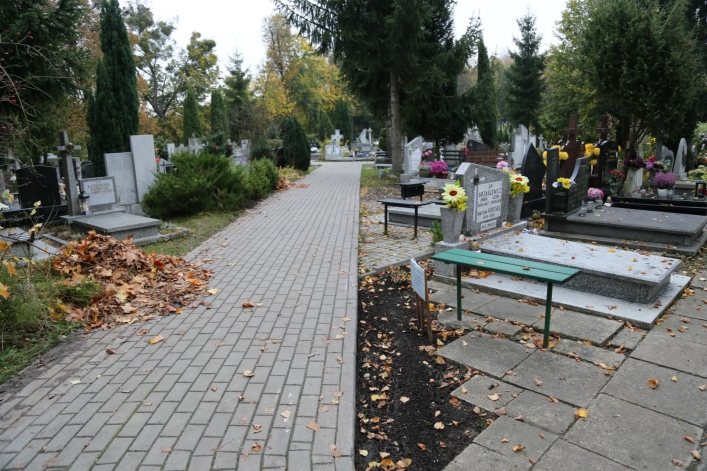 Ławeczka na cmentarzu Agrykola
