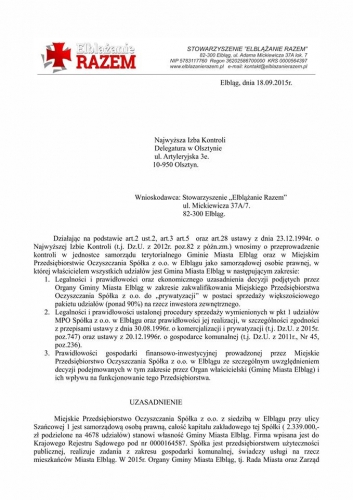 NIK skontroluje elbląskie MPO? Tego chcą Elblążanie Razem