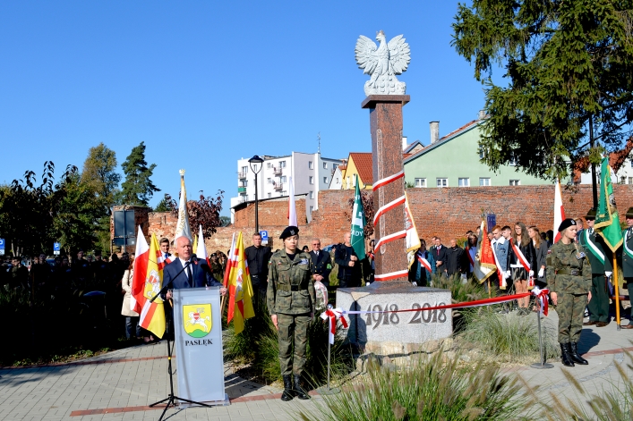 Pasłęk. Uroczyste odsłonięcie Pomnika Niepodległości