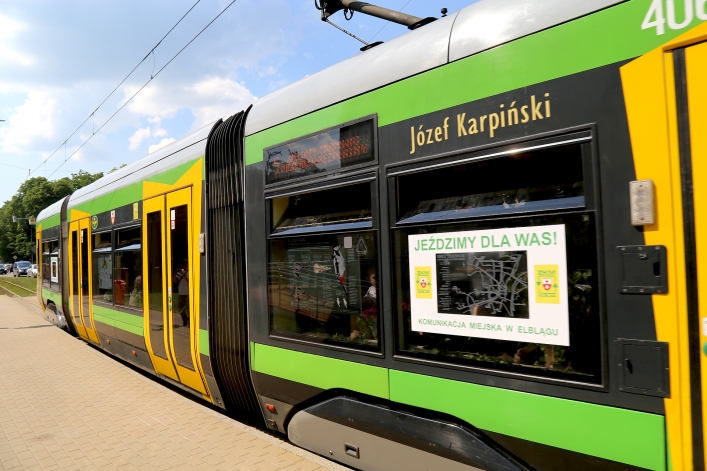 Po Elblągu kursował zielony tramwaj