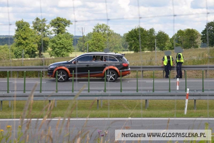 Policjanci za pomocą kolczatki zatrzymali luksusowe Audi