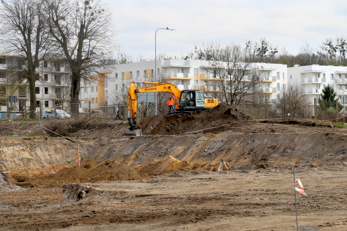 Postęp prac przy budowie strażnicy przy ul. Łęczyckiej