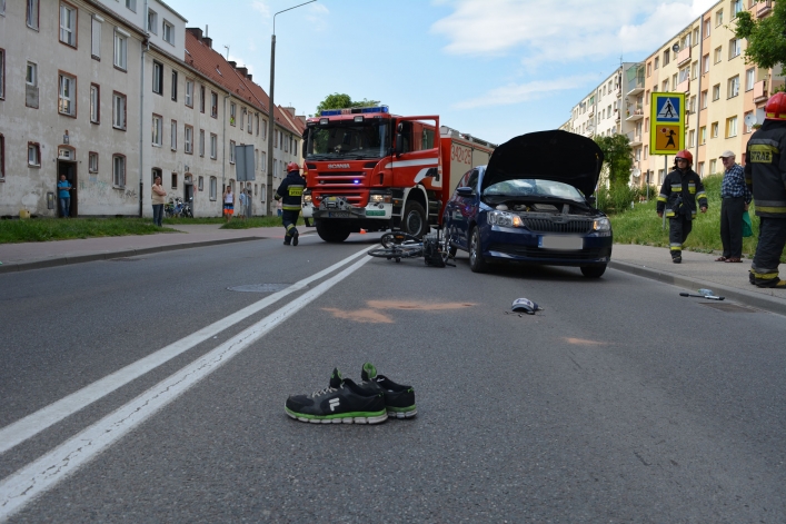 Potrącenie rowerzysty na ul. Robotniczej (+ zdjęcia)