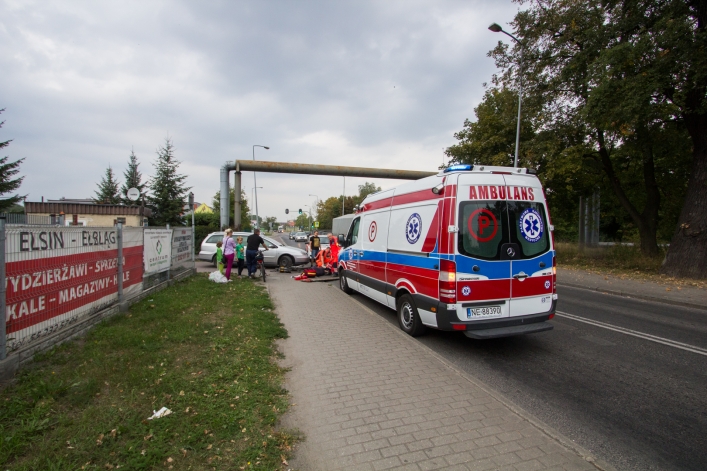 Potrącenie rowerzysty na Warszawskiej. Rowerzysta w szpitalu