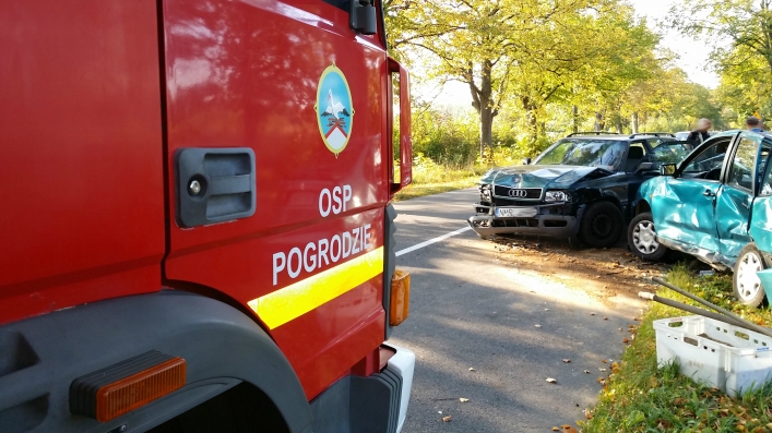 Poważny wypadek na drodze do Pogrodzia. Dwie osoby w szpitalu