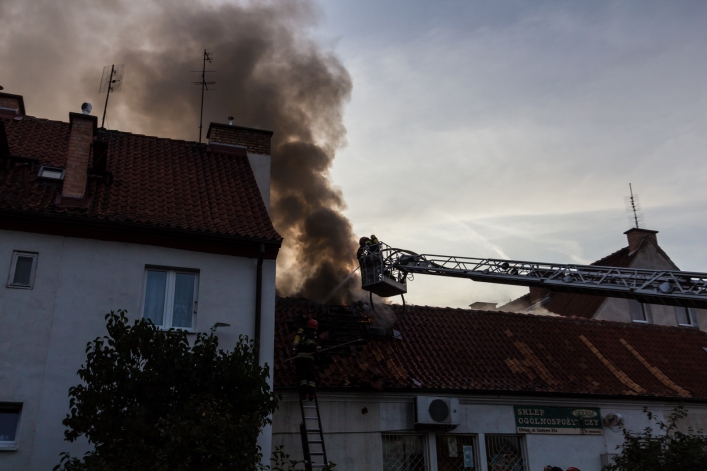 Pożar budynku przy ulicy Sadowej
