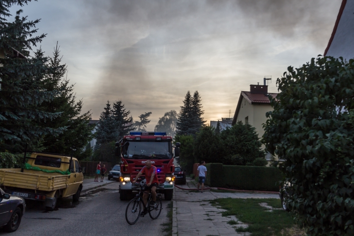 Pożar budynku przy ulicy Sadowej