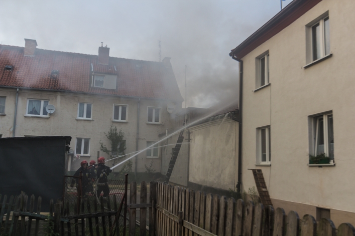 Pożar budynku przy ulicy Sadowej