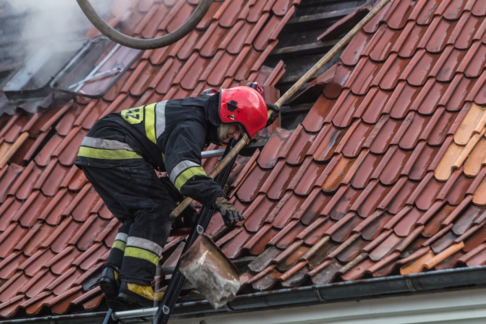 Pożar budynku przy ulicy Sadowej