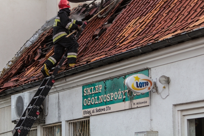 Pożar budynku przy ulicy Sadowej