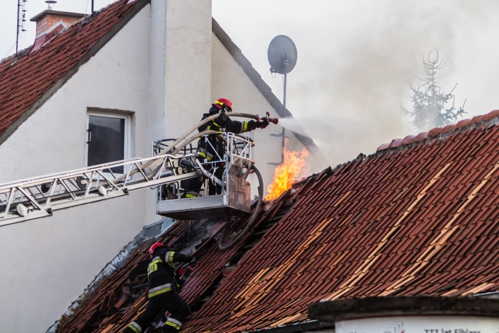 Pożar budynku przy ulicy Sadowej