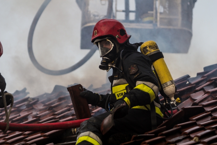 Pożar budynku przy ulicy Sadowej
