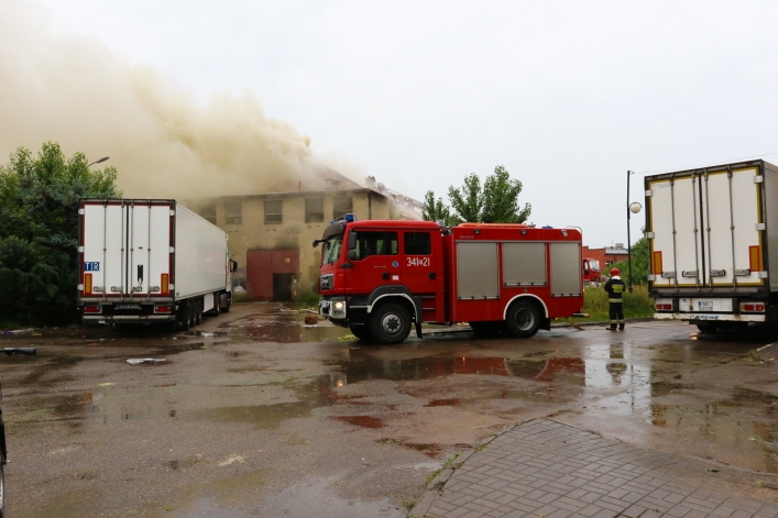 Pożar hali na ul. Grunwaldzkiej