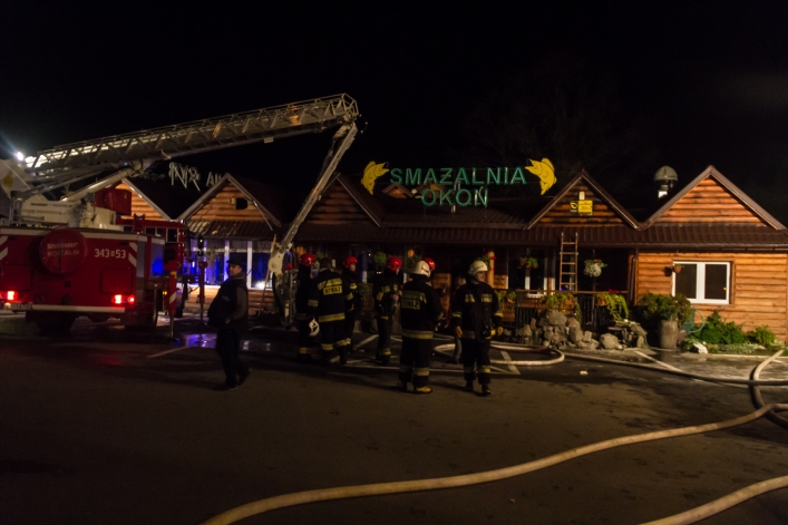 Pożar w restauracji Okoń przy drodze E7