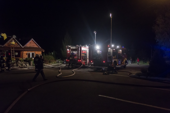 Pożar w restauracji Okoń przy drodze E7