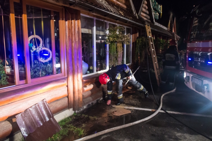 Pożar w restauracji Okoń przy drodze E7