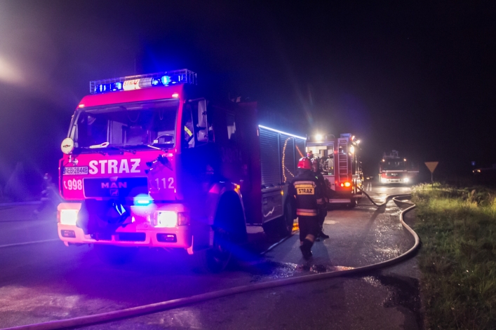 Pożar w restauracji Okoń przy drodze E7