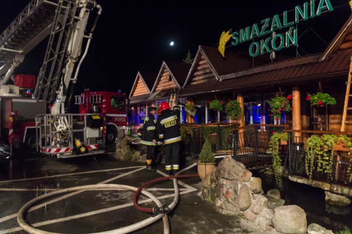 Pożar w restauracji Okoń przy drodze E7